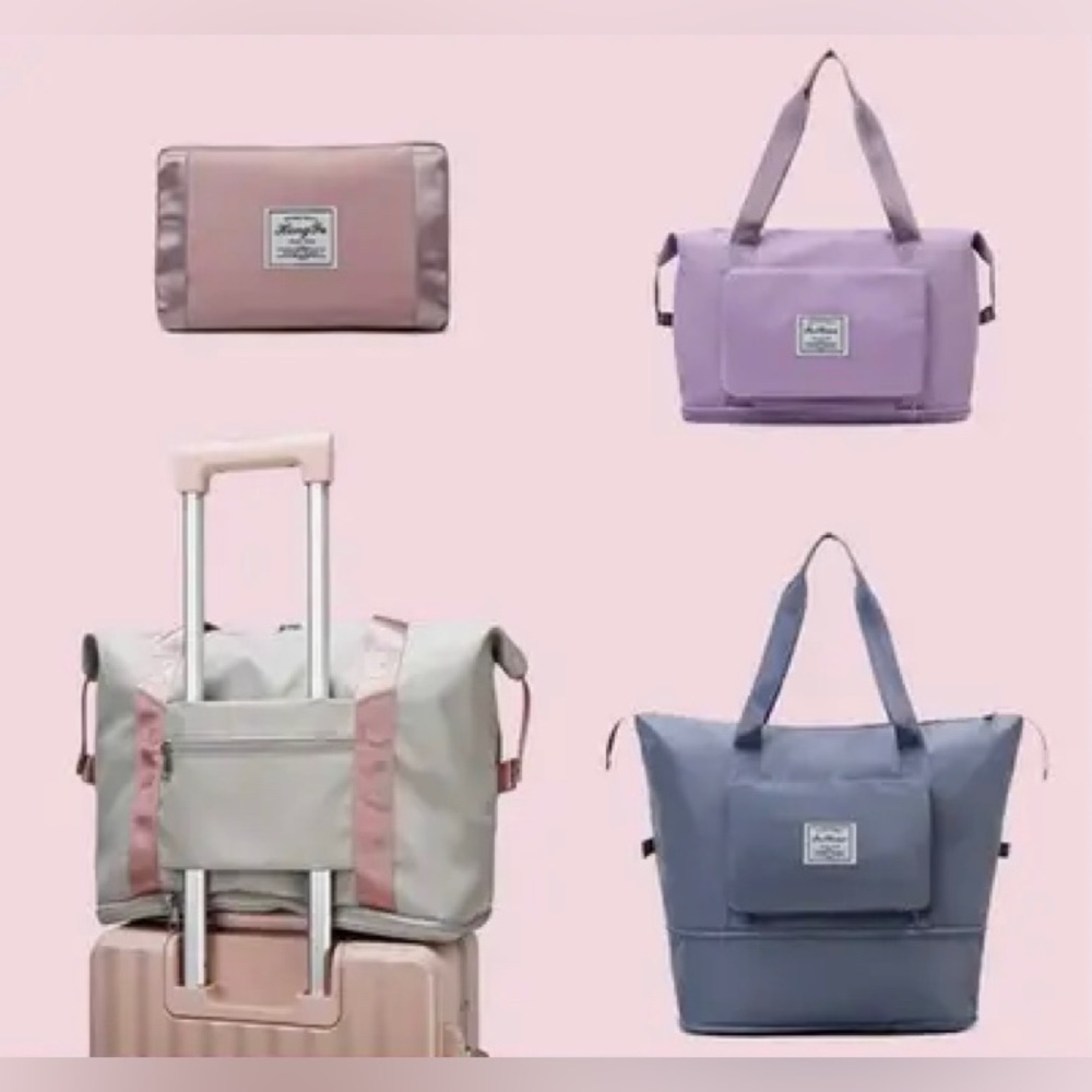 Black Foldable Collapsible Water Proof Office Travel School Market Tote Bag 💗